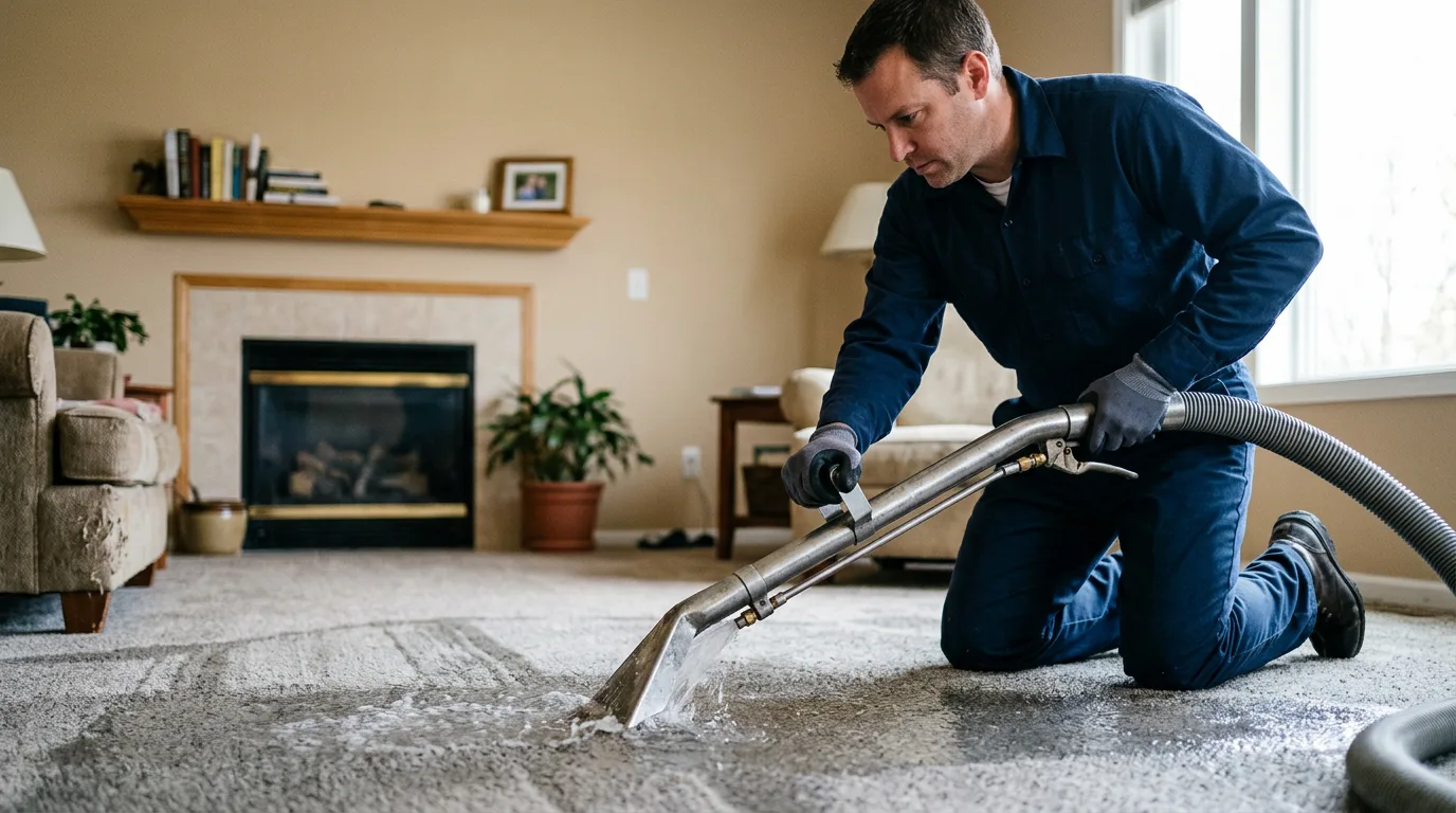 Water damage restoration technician working near Dewey, OK